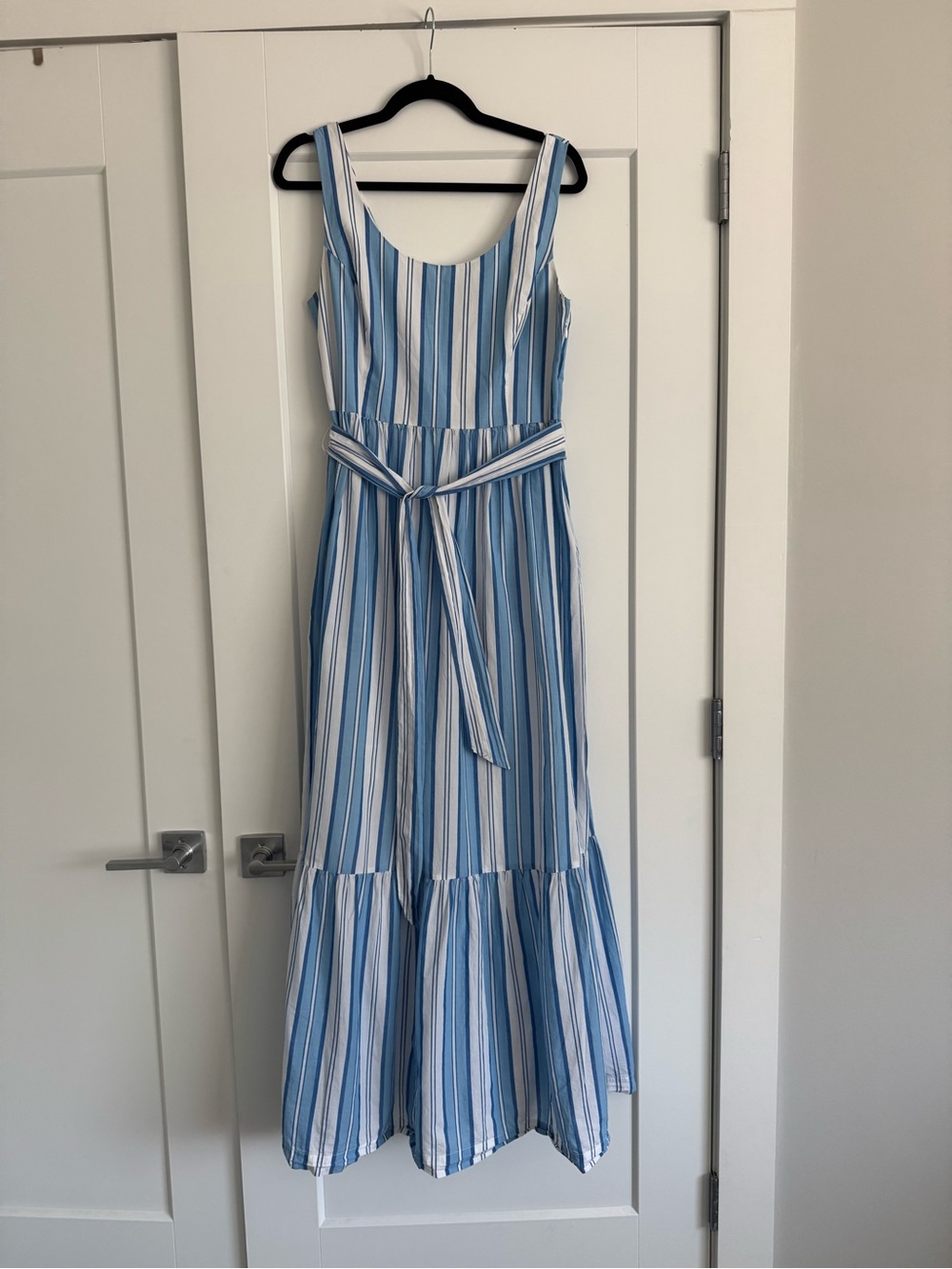 Vineyard Vines Blue and White Striped Tie-Waist Maxi Dress